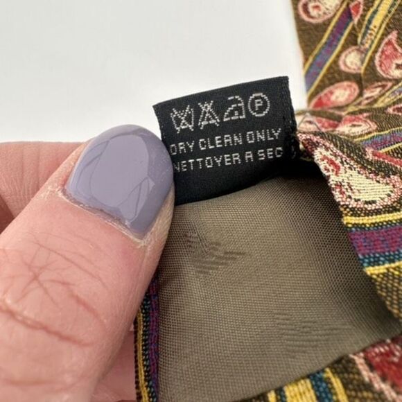 Emporio Armani Men's 100% Silk‎ Paisley Print Made In Italy Neck Tie Brown Red - Picture 5 of 12